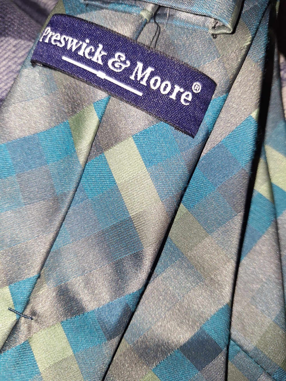 Preswick & Moore Teal Diamond Plaid Men's Tie